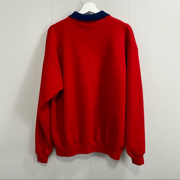 Vintage 90s Red Collared Patriotic Graphic USA Sweatshirt - Picture 4 of 12